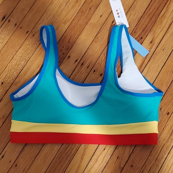 Four-Color Stitching High Waist Bikini - Picture 5 of 7